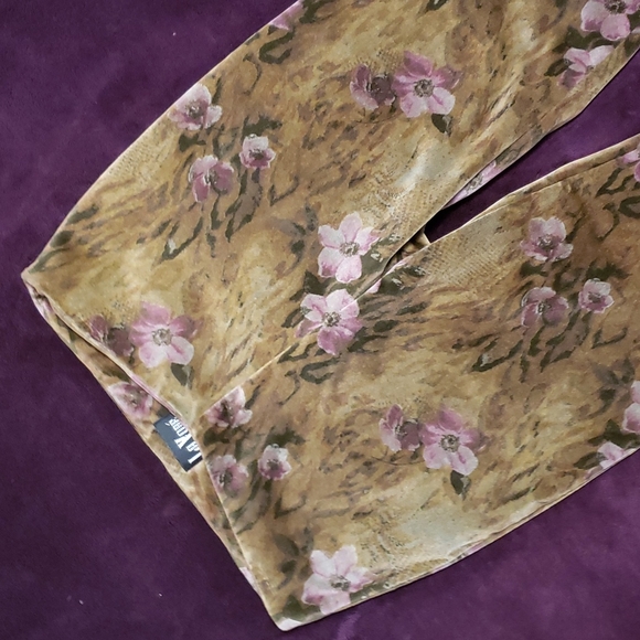 Vintage La Vore Floral Leopard Print Velvet Flare Leg Pants - Picture 6 of 12